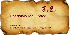 Bardakovics Endre névjegykártya